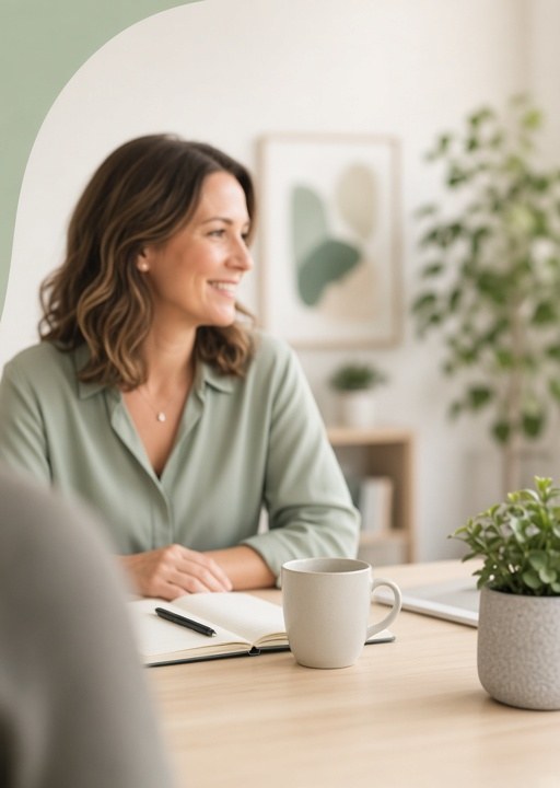 Coach en medewerker in gesprek aan tafel over een re-integratieplan bij langdurig verzuim
